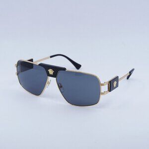 Versace VE2251 100287 Sunglasses Gold Aviator Frame, Dark Grey Lenses